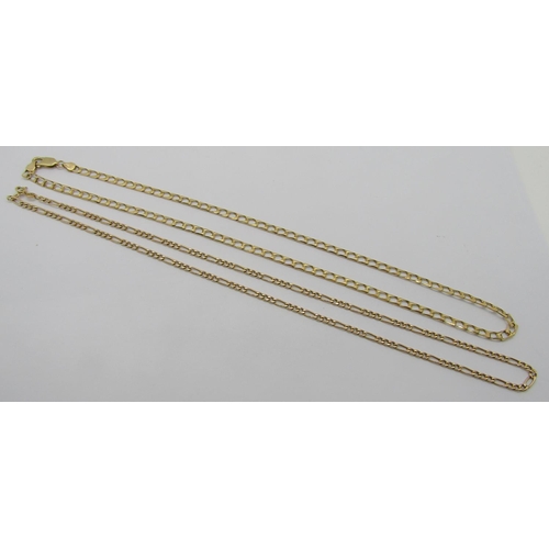 274 - Two 9ct chain necklaces to include a figaro link example, 15.7g total