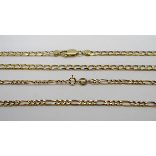 274 - Two 9ct chain necklaces to include a figaro link example, 15.7g total