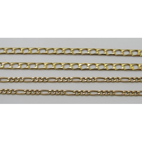 274 - Two 9ct chain necklaces to include a figaro link example, 15.7g total