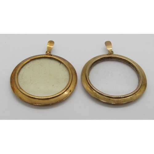 278 - Group of antique yellow metal jewellery comprising a pair of Edwardian picture pendants, 8g each and... 