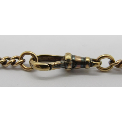 279 - 9ct Albert chain with T-bar, 40cm L approx, 24.8g