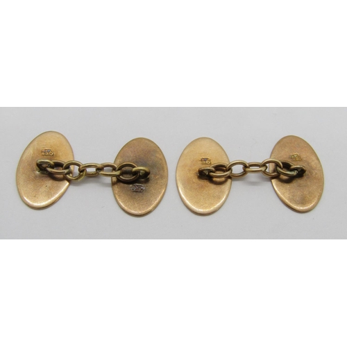 306 - Pair of antique 9ct cufflinks with engraved initials, 4.6g