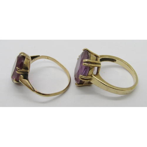 312 - 9ct claw set oval pale amethyst dress ring, together with a further 9ct example set with amethyst co... 