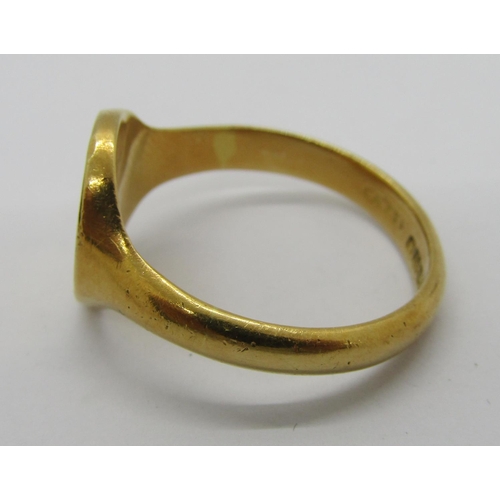 325 - 18ct signet ring with engraved initials, maker 'W.W&S', Birmingham 1929, size Y, 9.9g