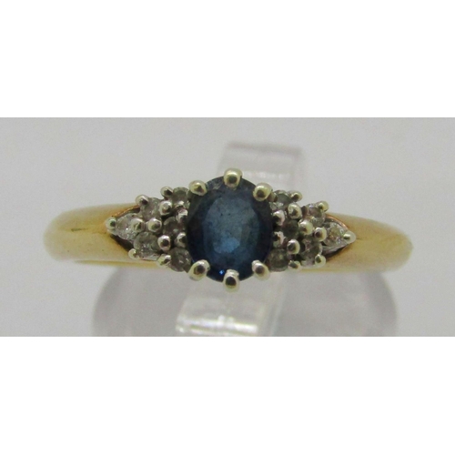 328 - 9ct sapphire and diamond ring, London 2000, size N, 2.3g