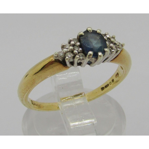 328 - 9ct sapphire and diamond ring, London 2000, size N, 2.3g