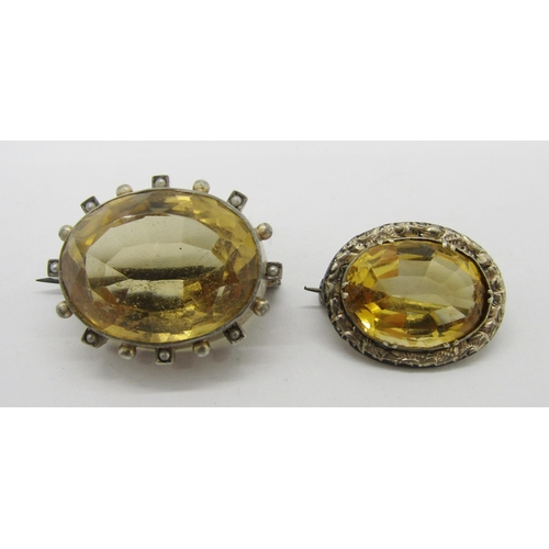 348 - Collection of silver and white metal jewellery to include an antique citrine brooch with beaded fram... 