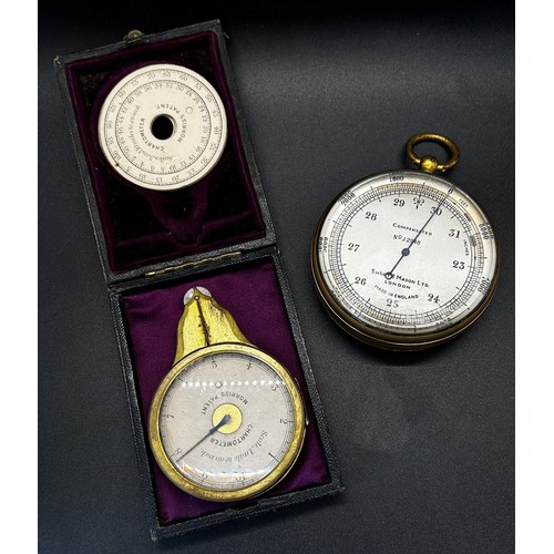 398 - A Short & Mason compensated pocket altitude meter, together with a Morris's Patent Chartometer with ... 