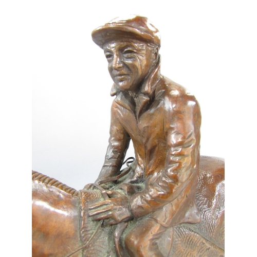 464 - A Limited Edition Bronze Study of the Jockey/Trainer Fulke Walwyn on horseback, edition 9/9 signed N... 