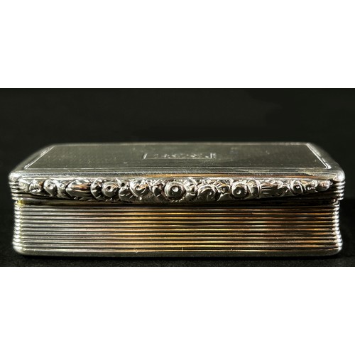 196 - A silver William IV snuff box Birmingham 1833, makers mark rubbed, 6.8cm wide, 2 oz approx