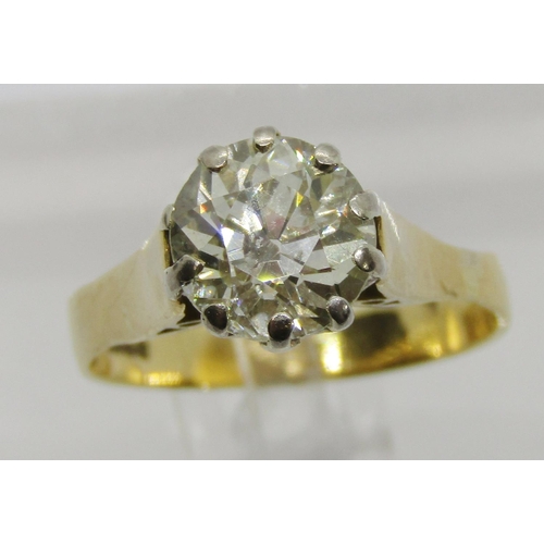 357 - 18ct claw set diamond solitaire ring, 1.75ct approx, maker 'MJJ', Birmingham 1975, size N, 3.9g