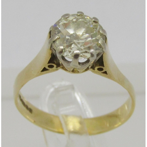 357 - 18ct claw set diamond solitaire ring, 1.75ct approx, maker 'MJJ', Birmingham 1975, size N, 3.9g