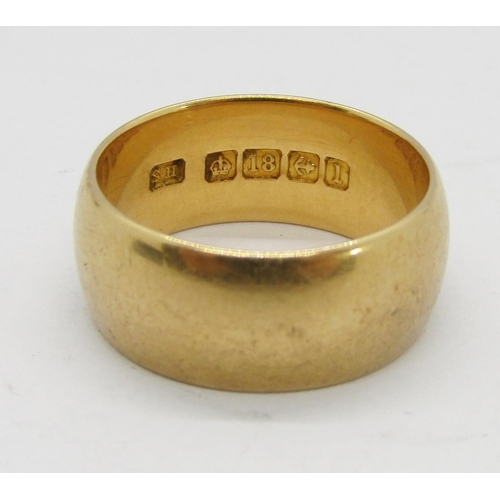 358 - 18ct wedding ring, maker Samuel Hope, Birmingham 1910, size M, 8.4g