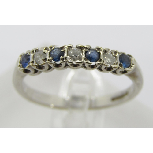 361 - 9ct white gold sapphire and diamond seven stone ring, size P, 2.4g, a Favre-Leuba gold plated lady's... 