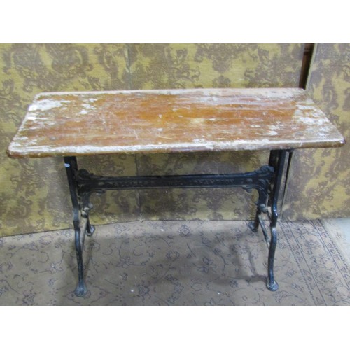 A Victorian iron and mahogany pub table of rectangular form, stamped Palester, Wolverhampton