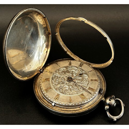 425 - A Victorian silver cased fob / pocket watch, the case made in London, 1846 by Josiah Barnett & Willi... 