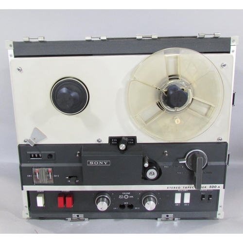 455 - A Sony 500 A stereo reel to reel tape recorder self-contained in a secure hard case, an Elmo 8mm pro... 