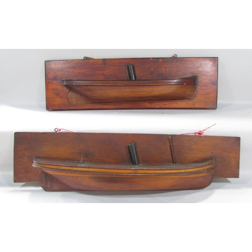 468 - A pair of 19th century half hulls 73cm long, (as found)