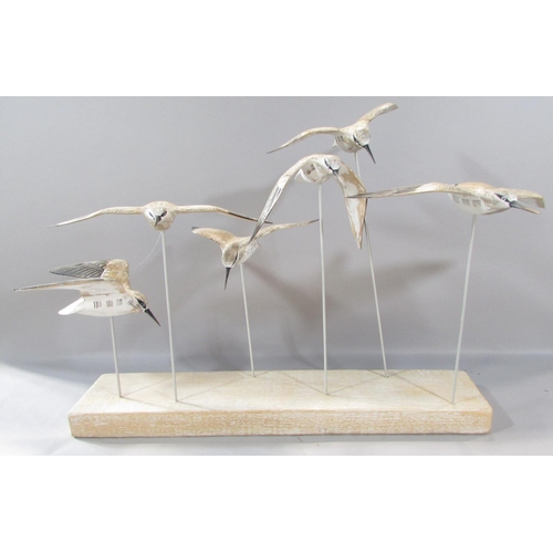 469 - Folk art style decorative arts it include a model group of six flying Terns supported by thin rods, ... 