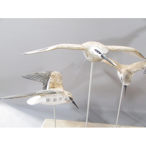 469 - Folk art style decorative arts it include a model group of six flying Terns supported by thin rods, ... 