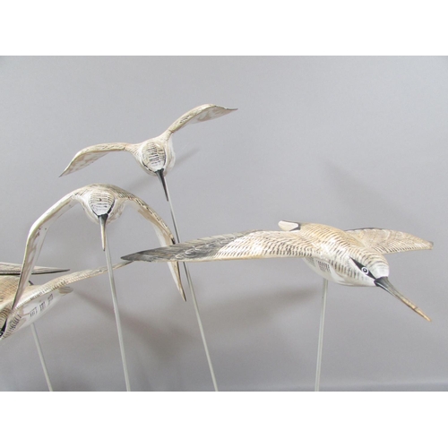 469 - Folk art style decorative arts it include a model group of six flying Terns supported by thin rods, ... 