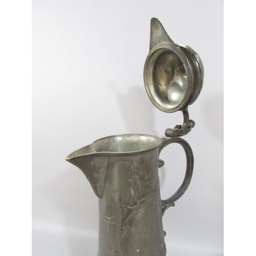 477 - A large Germanic pewter stein stamped 'Kayserzinn 4009' to the base, and a pair of 19th brass barley... 