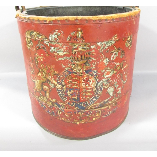 499 - Two 19th century distressed layered cardboard coal buckets, one with a metal liner, both hand painte... 