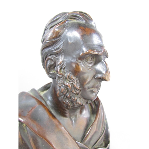 508 - A Victorian bronze bust of General Charles Napier, in classical robes, raised on a marble column, 30... 