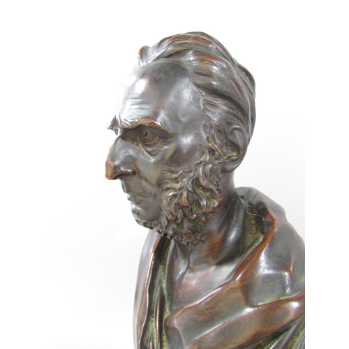 508 - A Victorian bronze bust of General Charles Napier, in classical robes, raised on a marble column, 30... 