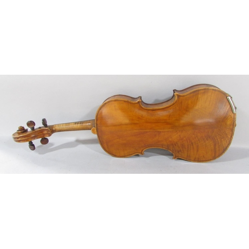 547 - An old violin, in need of restoration with no maker’s labels with a bow marked 'DODD', together with... 