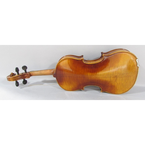 547 - An old violin, in need of restoration with no maker’s labels with a bow marked 'DODD', together with... 