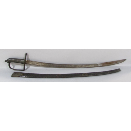 553 - French model 1767 Briquet Grenadier's hanger/ sword with leather scabbard (with hole at tip) 81.5cm ... 