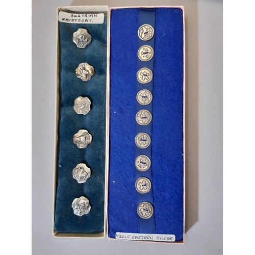 755 - A mixed collection of decorative buttons including Middle Eastern silver buttons, Austrian waistcoat... 