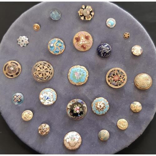 758 - A collection of fifty 19th-20th century enamel buttons of various styles and sizes including buttons... 