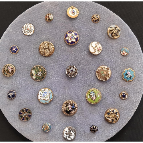 758 - A collection of fifty 19th-20th century enamel buttons of various styles and sizes including buttons... 