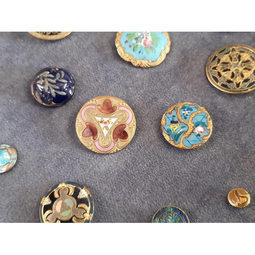 758 - A collection of fifty 19th-20th century enamel buttons of various styles and sizes including buttons... 