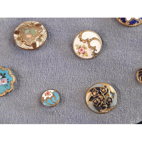 758 - A collection of fifty 19th-20th century enamel buttons of various styles and sizes including buttons... 