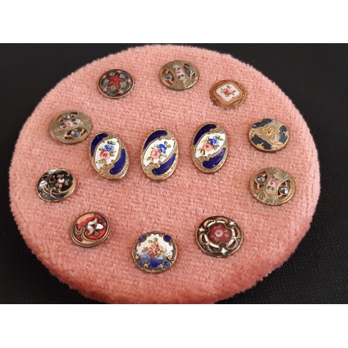 759 - A collection of 28 enamel buttons from 19th to early 20th century including a set of 7 small oval en... 