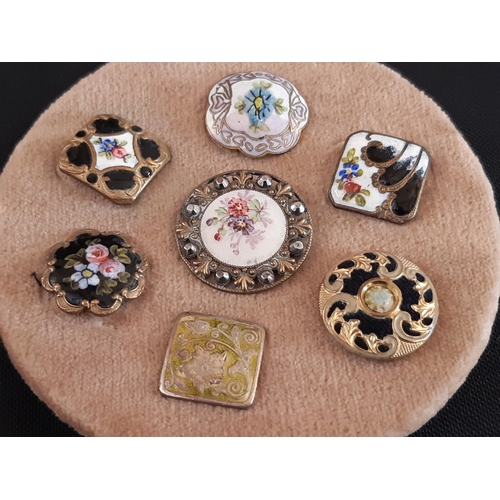 759 - A collection of 28 enamel buttons from 19th to early 20th century including a set of 7 small oval en... 