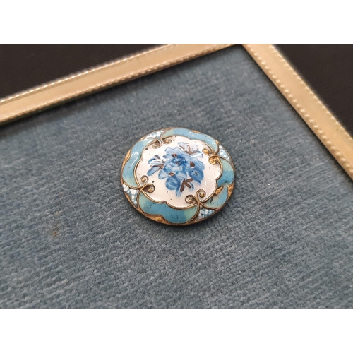 763 - A collection of 19th - 20th century enamelled buttons, all individual and finely detailed, mounted o... 