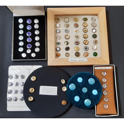 765 - An interesting mixed collection of small buttons including a set of 6 waistcoat buttons (pre-1916) o... 