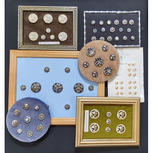 769 - A collection of 19th and early 20th century sets of buttons including pierced buttons with cloisonne... 