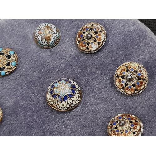 769 - A collection of 19th and early 20th century sets of buttons including pierced buttons with cloisonne... 