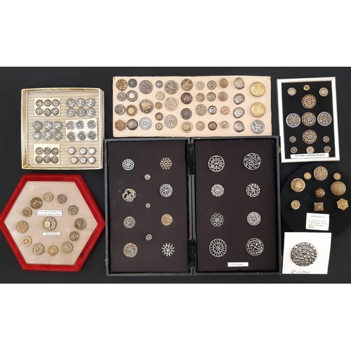 777 - A collection of  decorative metal buttons including 19th century mirror backed filigree buttons, cut... 