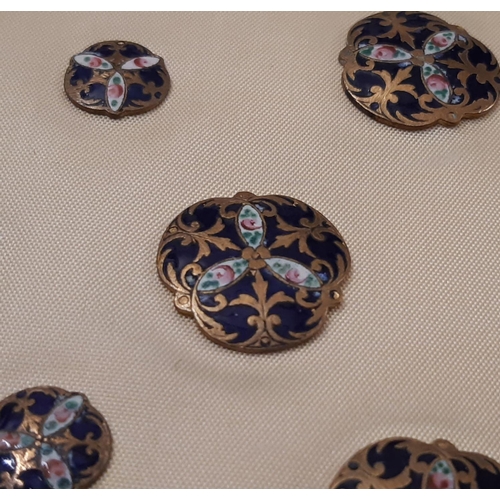 789 - 19th century enamel buttons including a set painted and gilded buttons and individual examples, all ... 