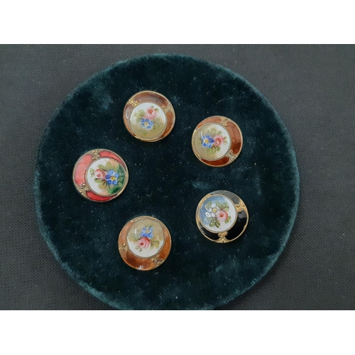 789 - 19th century enamel buttons including a set painted and gilded buttons and individual examples, all ... 