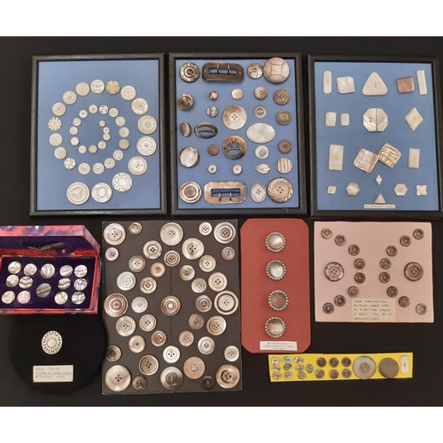 792 - A collection of antique and later mother of pearl buttons including a set of Edwardian abalone cardi... 