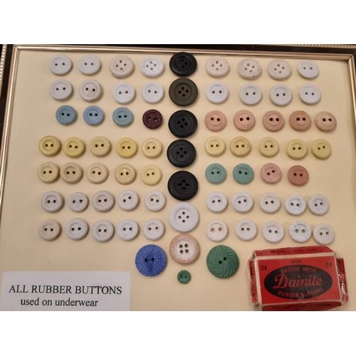 795 - A mixed lot of buttons relating to textiles and threads including framed displays of Austrian and Do... 