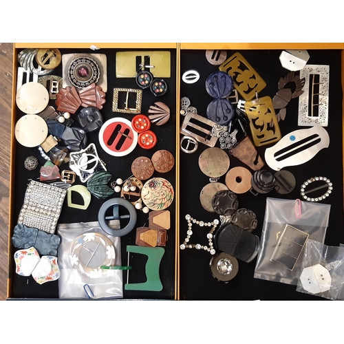 796 - A large collection of 19th - 20th century decorative buckles and buttons housed in a 20-drawer metal... 