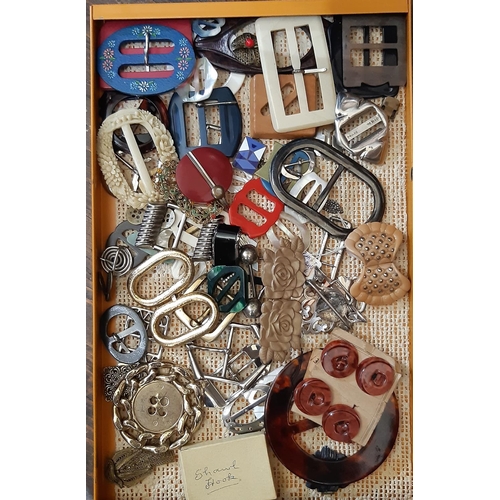 796 - A large collection of 19th - 20th century decorative buckles and buttons housed in a 20-drawer metal... 